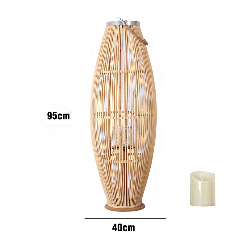 Elegant Rattan Lantern Woven Natural Fiber Soft Textile | High & Bury