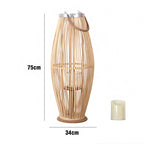 Elegant Rattan Lantern Woven Natural Fiber Soft Textile | High & Bury