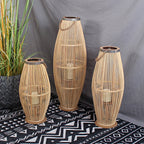 Elegant Rattan Lantern Woven Natural Fiber Soft Textile | High & Bury