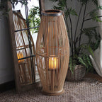 Elegant Rattan Lantern Woven Natural Fiber Soft Textile | High & Bury