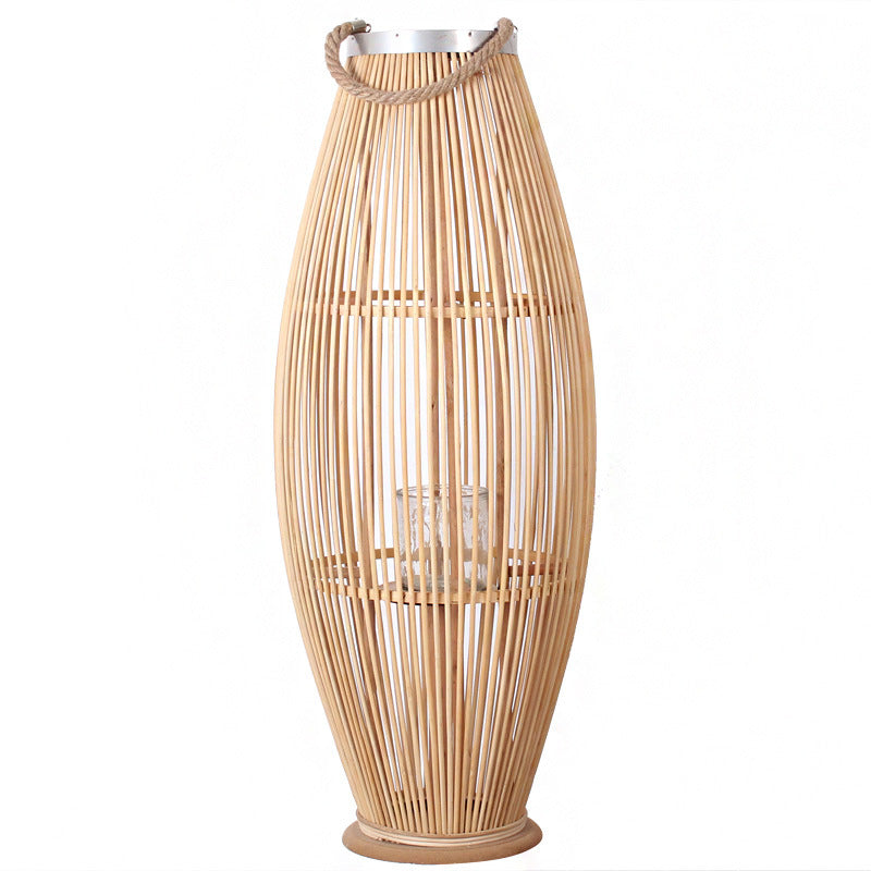 Elegant Rattan Lantern Woven Natural Fiber Soft Textile | High & Bury