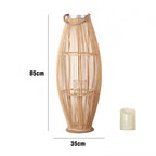 Elegant Rattan Lantern Woven Natural Fiber Soft Textile | High & Bury