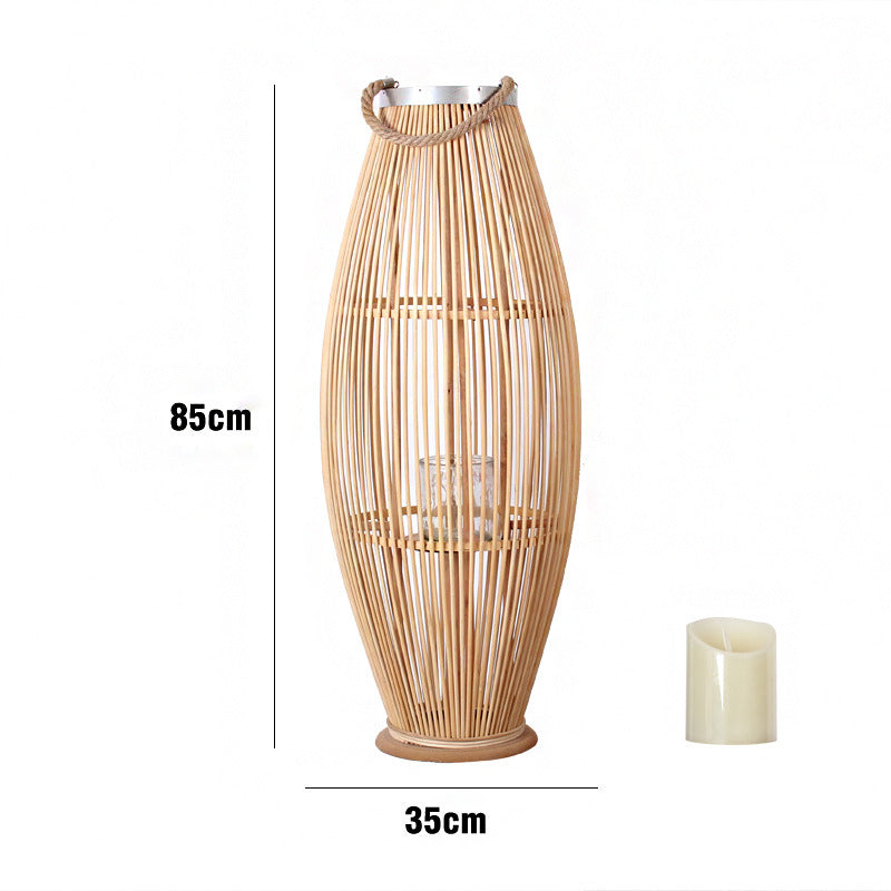 Elegant Rattan Lantern Woven Natural Fiber Soft Textile | High & Bury