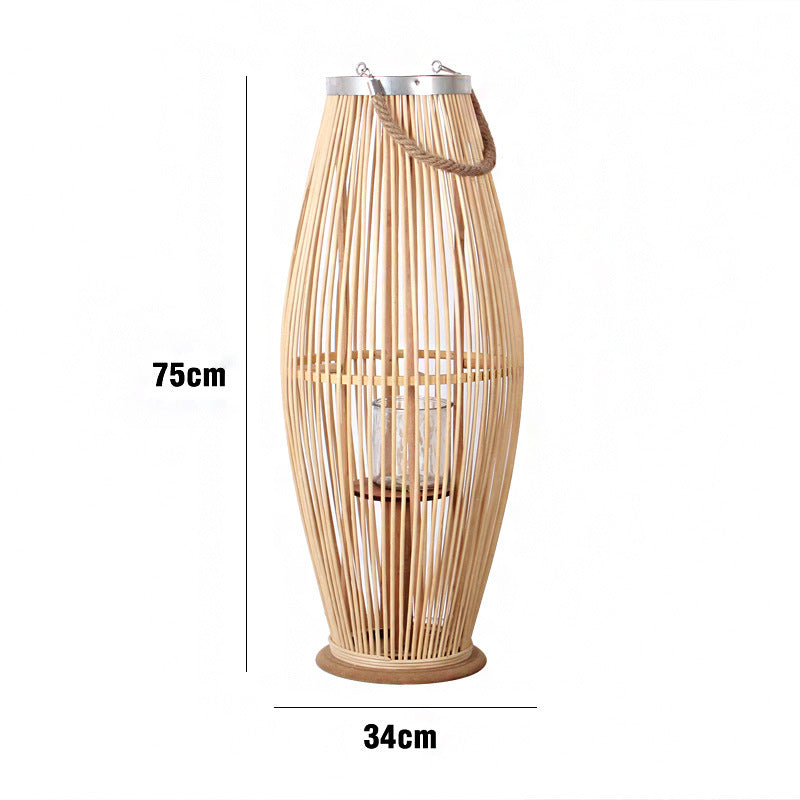 Elegant Rattan Lantern Woven Natural Fiber Soft Textile | High & Bury