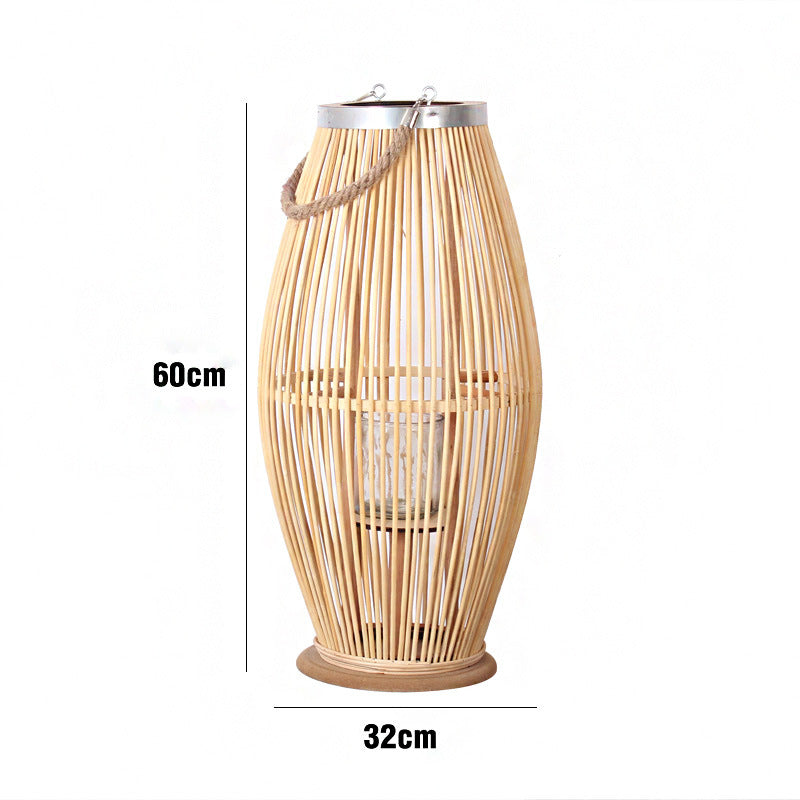 Elegant Rattan Lantern Woven Natural Fiber Soft Textile | High & Bury