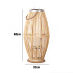 Elegant Rattan Lantern Woven Natural Fiber Soft Textile | High & Bury