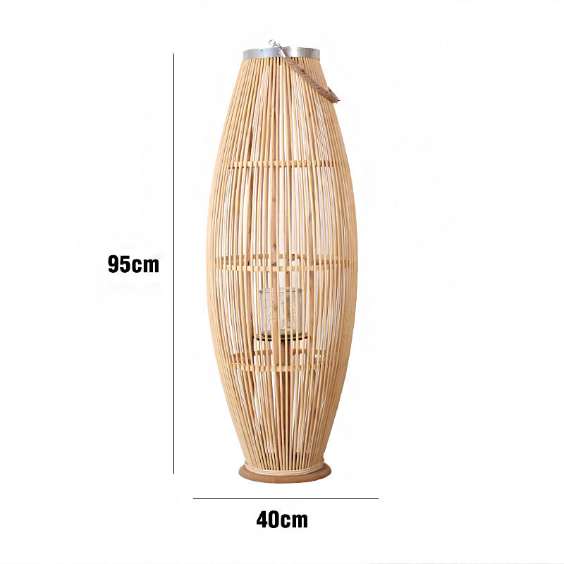 Elegant Rattan Lantern Woven Natural Fiber Soft Textile | High & Bury