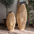 Elegant Rattan Lantern Woven Natural Fiber Soft Textile | High & Bury