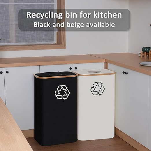 Elegant Recycling Bin with Removable Lid and Compartments | High & Bury