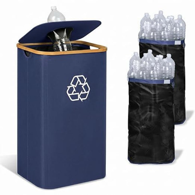 Elegant Recycling Bin with Removable Lid and Compartments | High & Bury