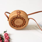 Elegant Round Handbag made of Woven Rattan | High & Bury