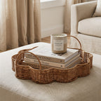 Elegant Serving Basket made of Hand-Woven Natural Material | High & Bury