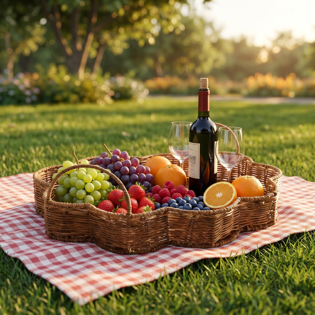 Elegant Serving Basket made of Hand-Woven Natural Material | High & Bury