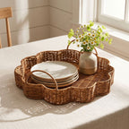 Elegant Serving Basket made of Hand-Woven Natural Material | High & Bury