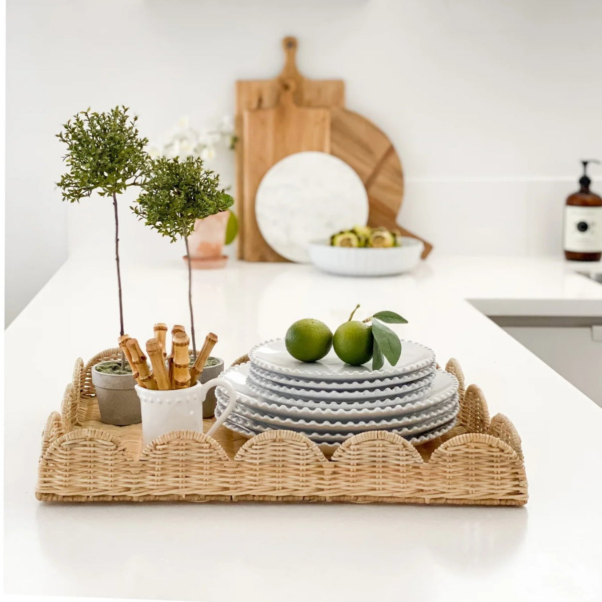 Elegant Serving Tray made of Woven Material | High & Bury