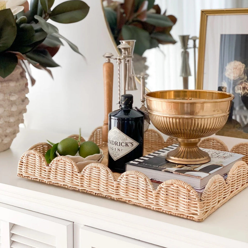 Elegant Serving Tray made of Woven Material | High & Bury