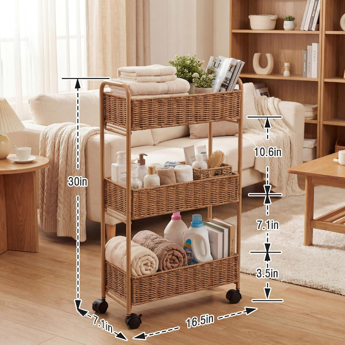 Elegant Storage Basket made of Natural Rattan | High & Bury