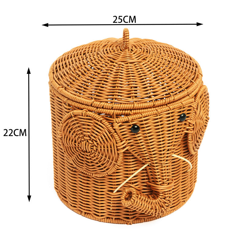 Elephant-Shaped Woven Storage Basket | High & Bury