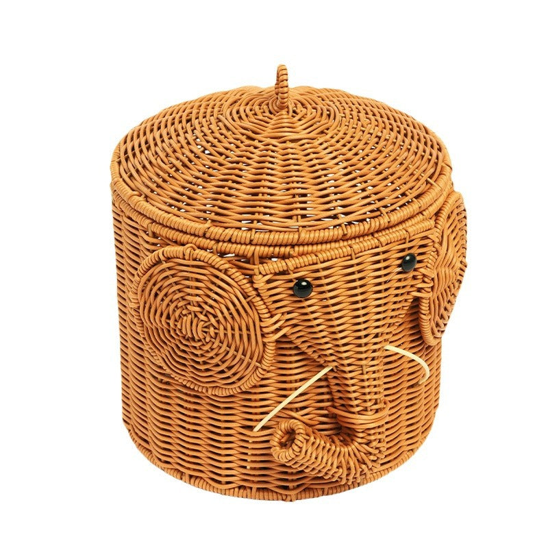 Elephant-Shaped Woven Storage Basket | High & Bury