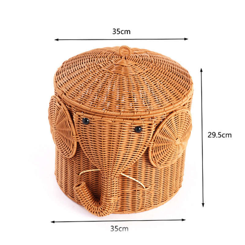 Elephant-Shaped Woven Storage Basket | High & Bury
