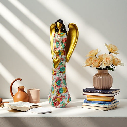 Engel Statue with Flower Pattern | High & Bury