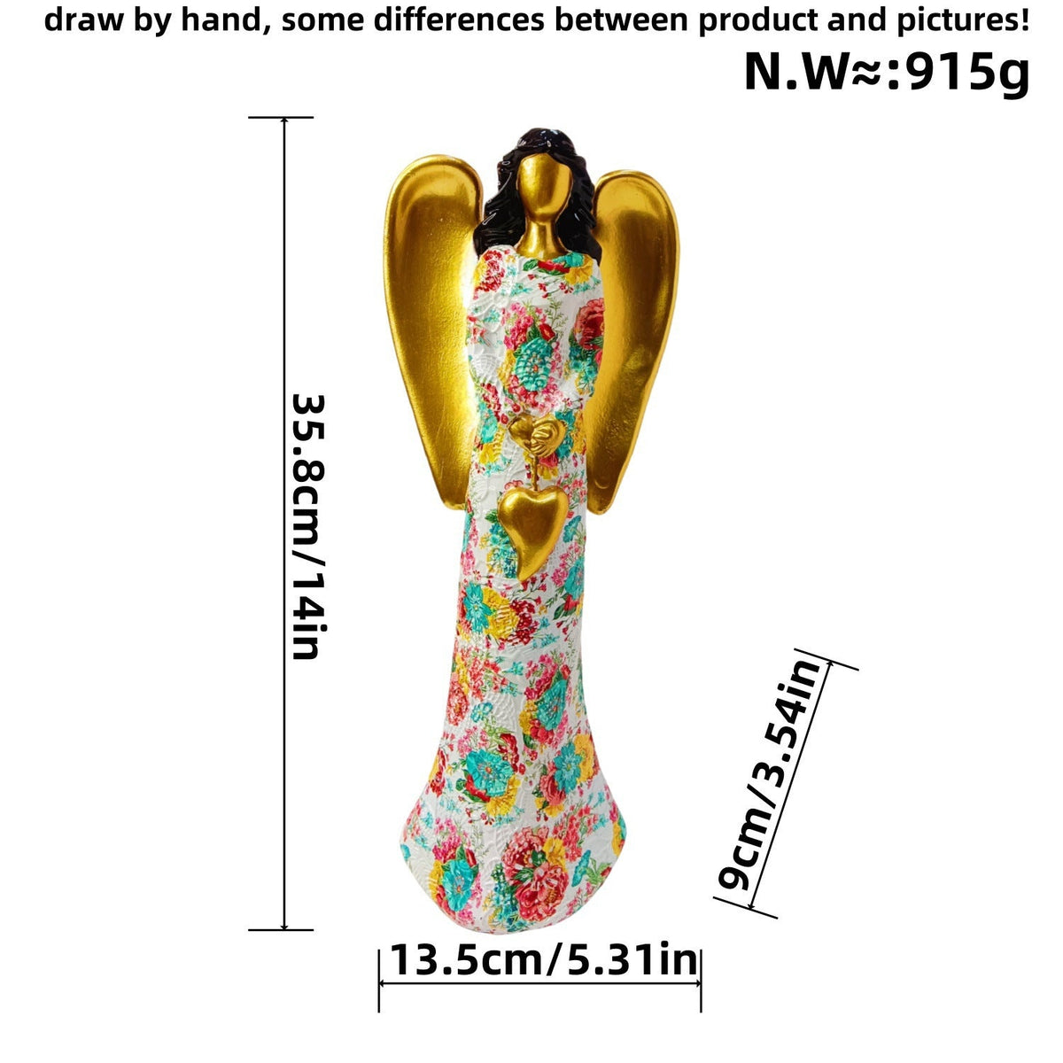 Engel Statue with Flower Pattern | High & Bury