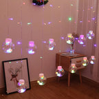 Festive LED Curtain String Lights with Hanging Star-Bell Tree and Reindeer Ornaments | High & Bury