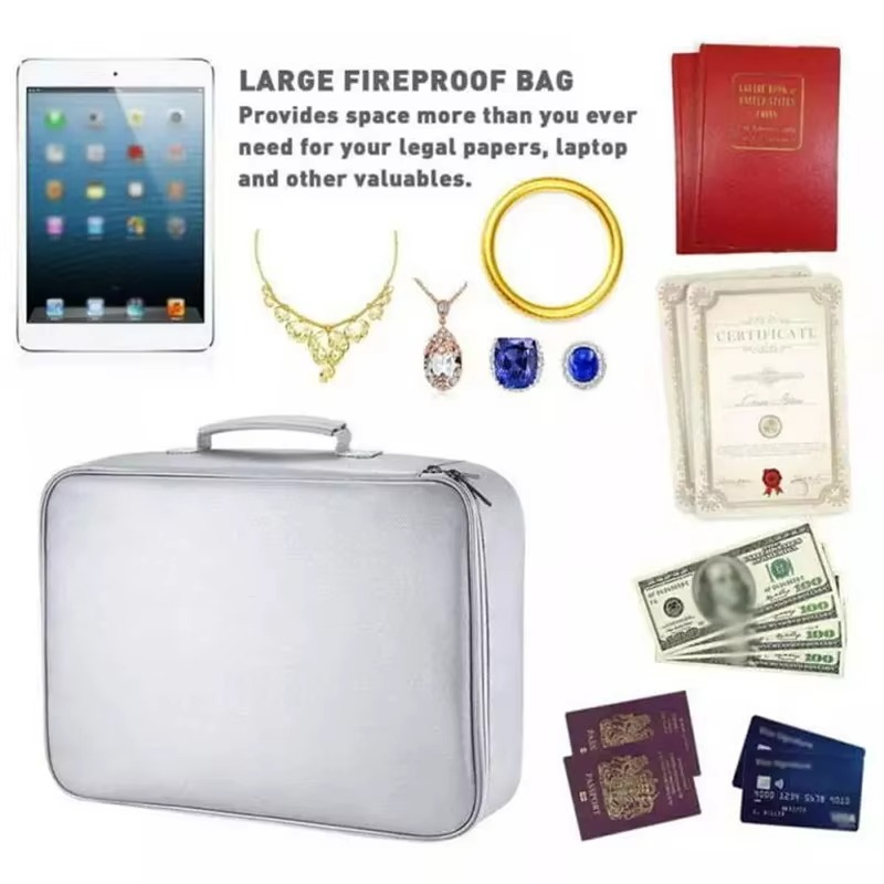 Fire-Resistant Document Organiser Bag, 36 × 27 × 10cm for Travel and Home, view 2