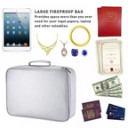 Fire-Resistant Document Organiser Bag, 36 × 27 × 10cm for Travel and Home, view 2