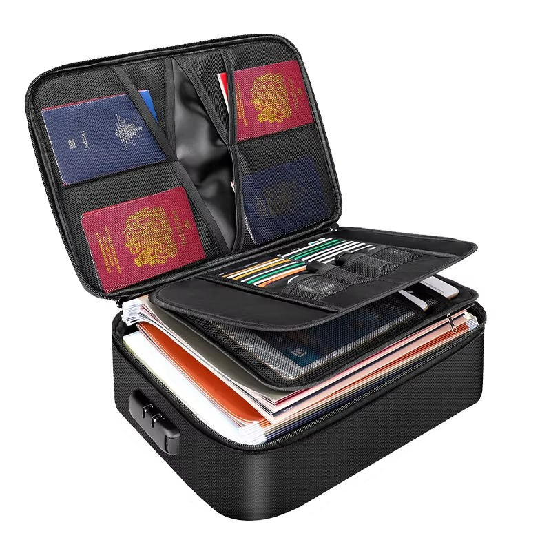 Fire-Resistant Document Organiser Bag, 36 × 27 × 10cm for Travel and Home