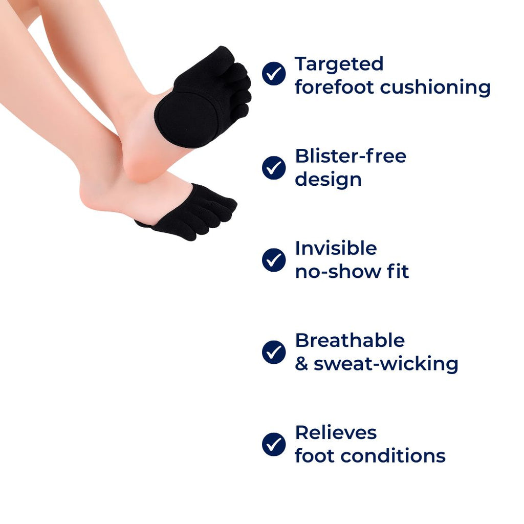 Five-Toe No-Show Socks with Cushioned Forefoot for Work and Leisure, view 6