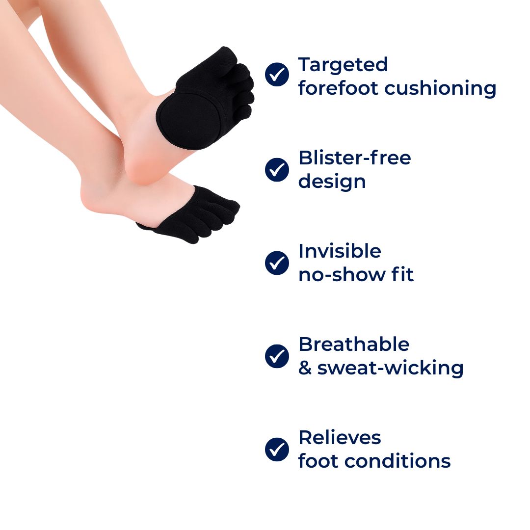 Five-Toe No-Show Socks with Cushioned Forefoot for Work and Leisure, view 6