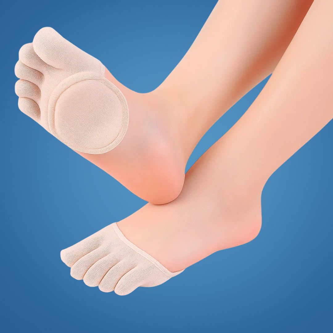 Five-Toe No-Show Socks with Cushioned Forefoot for Work and Leisure