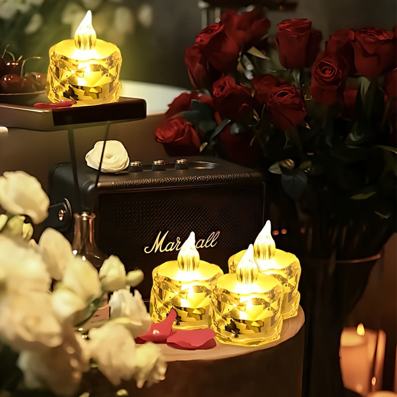 Flameless Crystal Faceted LED Tealight Candle Set | High & Bury