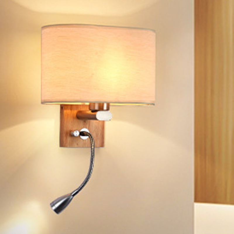 Flexible Spotlight Bedside Reading Light with Oval Fabric Shade