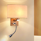 Flexible Spotlight Bedside Reading Light with Oval Fabric Shade