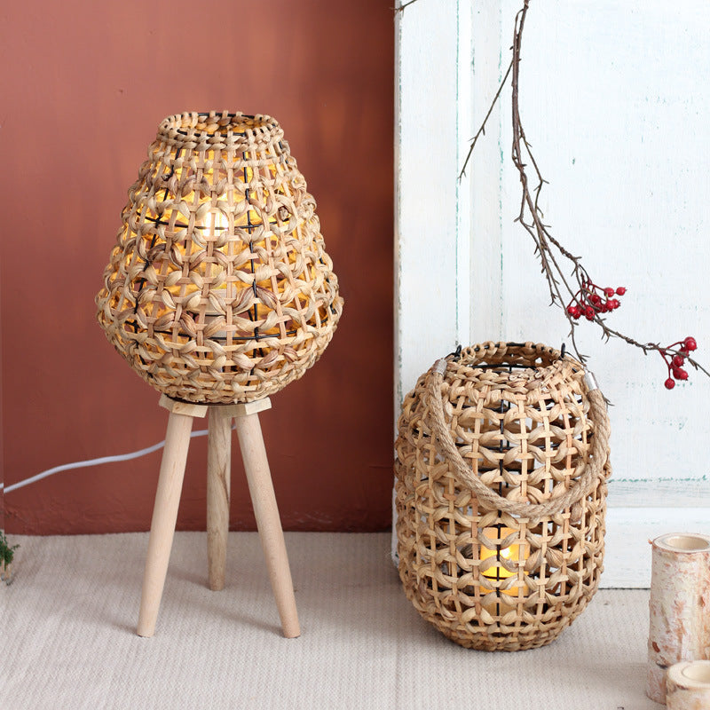Floor Lamp Woven Natural Fiber Wood | High & Bury