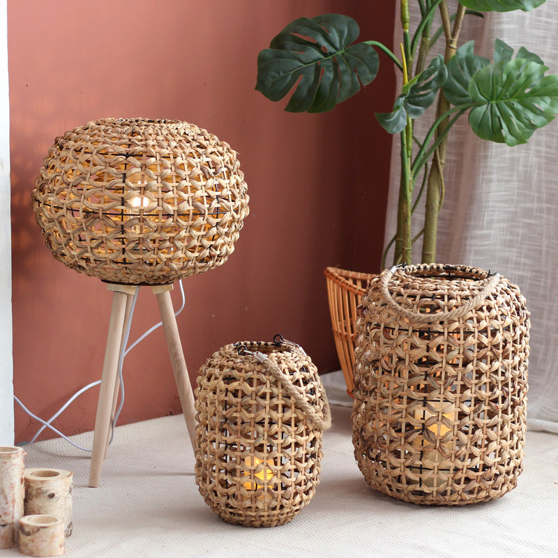 Floor Lamp Woven Natural Fiber Wood | High & Bury