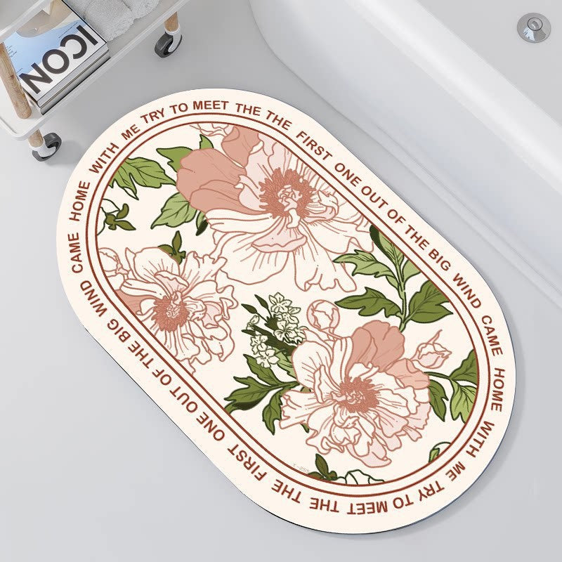 Floral Embellished Memory Foam Bath Mat | High & Bury