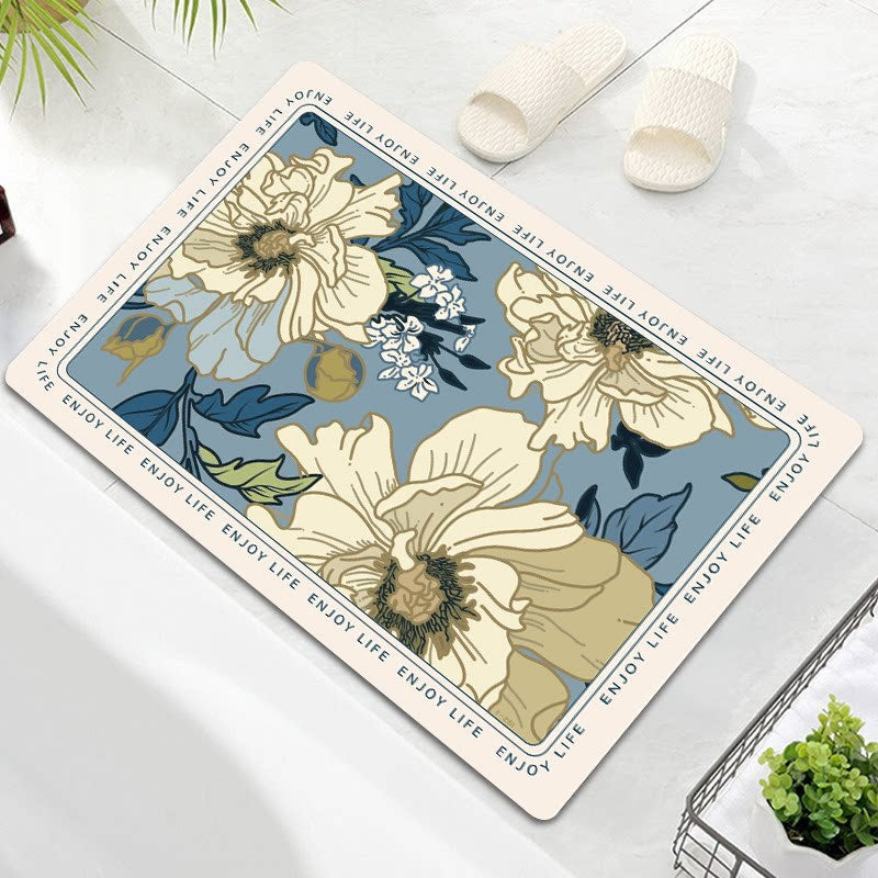 Floral Embellished Memory Foam Bath Mat | High & Bury