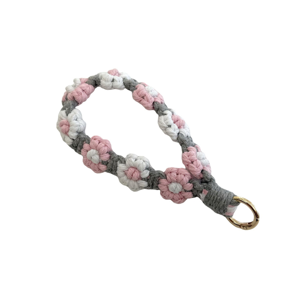 Floral Macrame Keychain Holder Red Blue | High & Bury