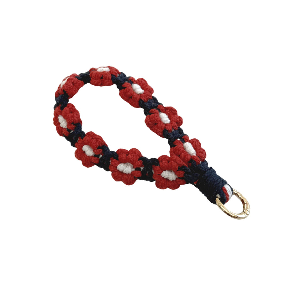 Floral Macrame Keychain Holder Red Blue | High & Bury