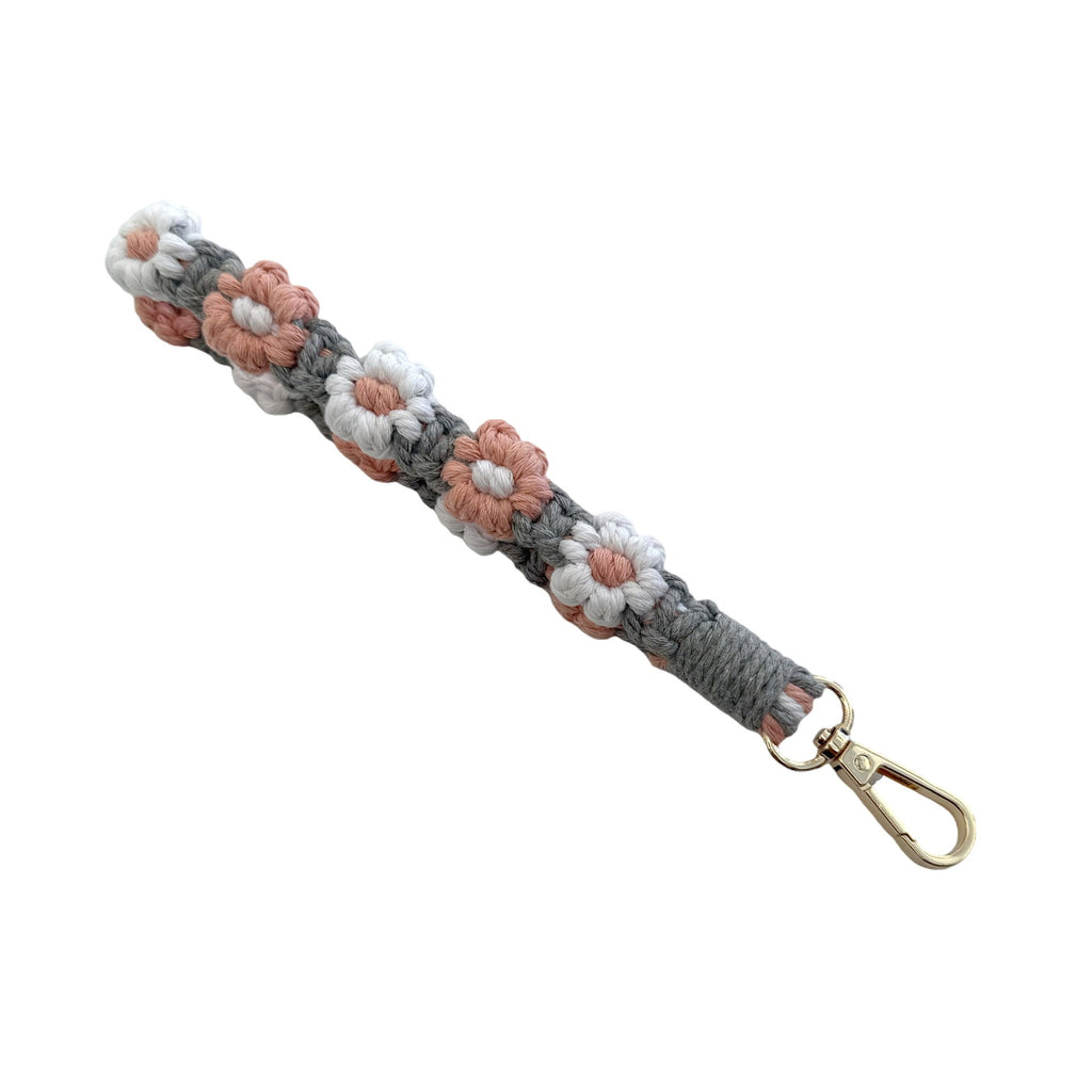 Floral Macrame Keychain Strap Red | High & Bury