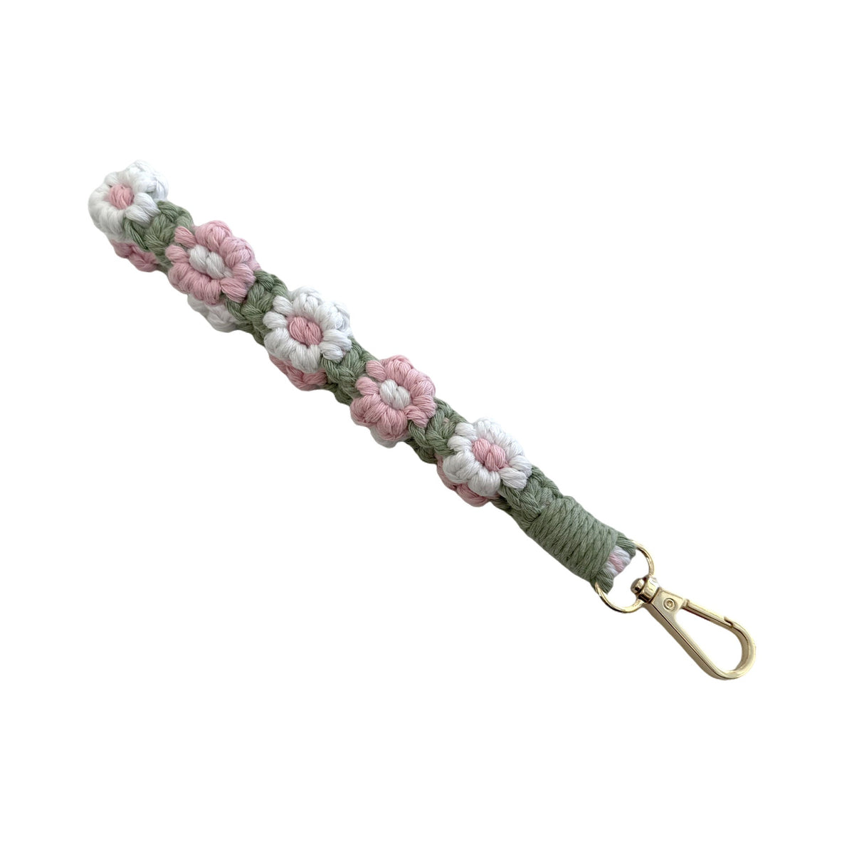 Floral Macrame Keychain Strap Red | High & Bury