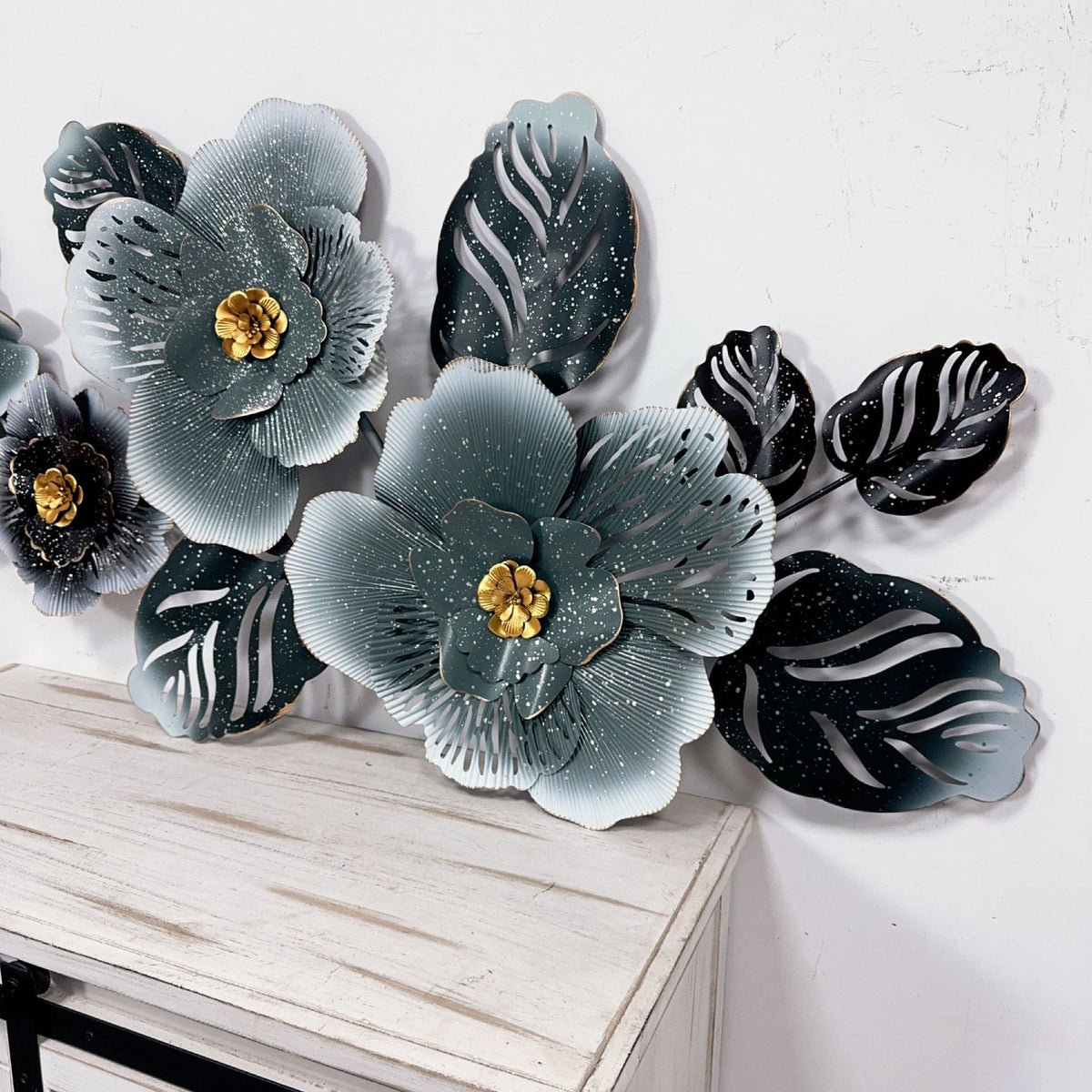 Floral Metal Wall Art Sculpture Cement 37 | High & Bury