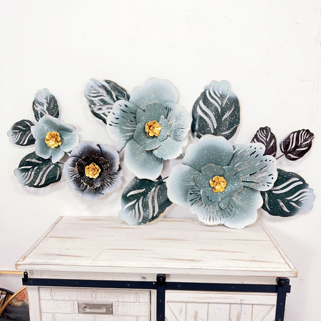 Floral Metal Wall Art Sculpture Cement 37 | High & Bury