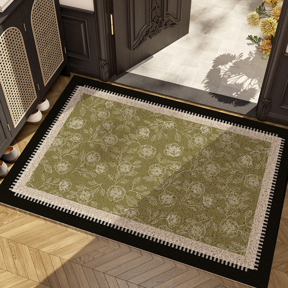 Floral Pattern Area Rug Non Slip | High & Bury