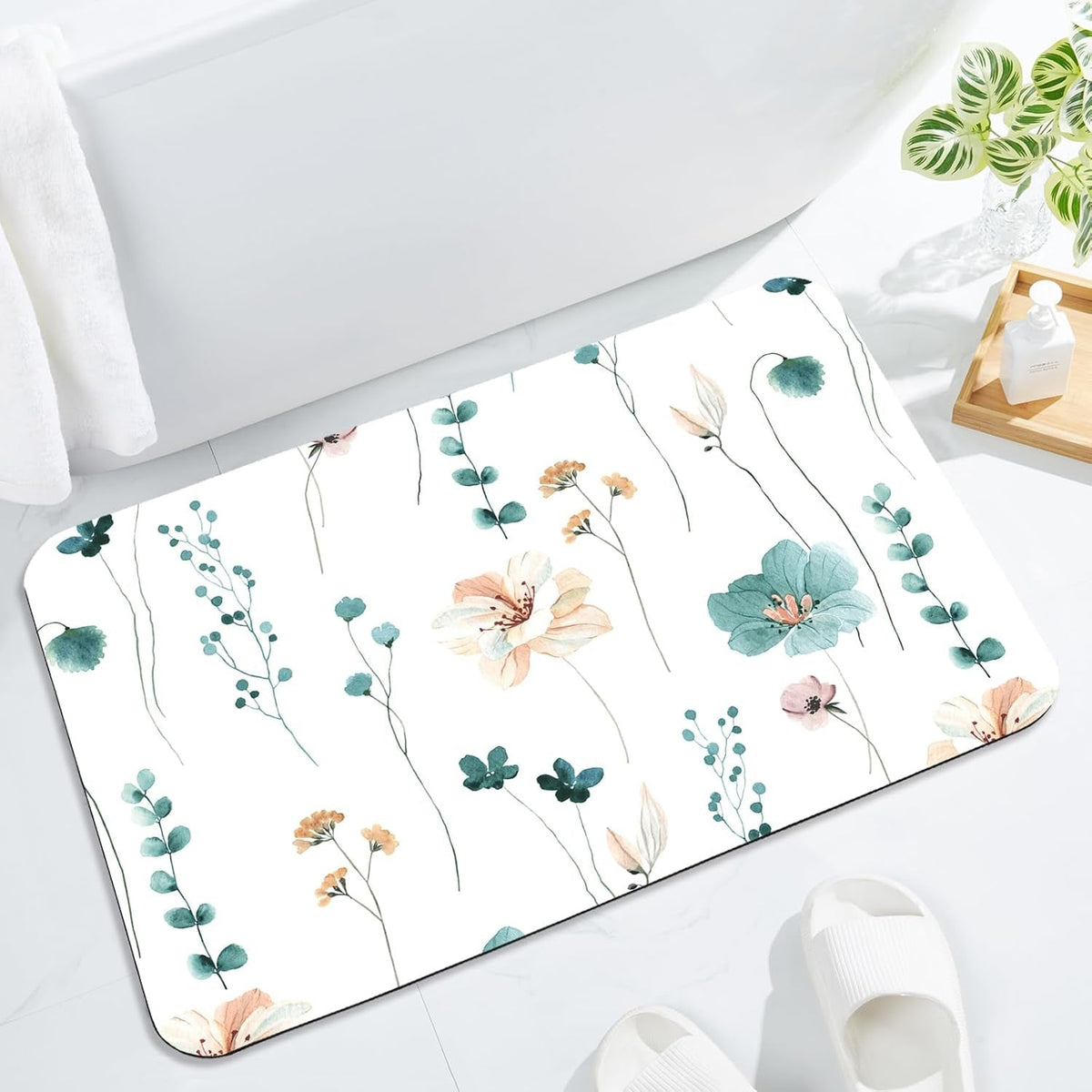 Floral Pattern Bath Mat | High & Bury