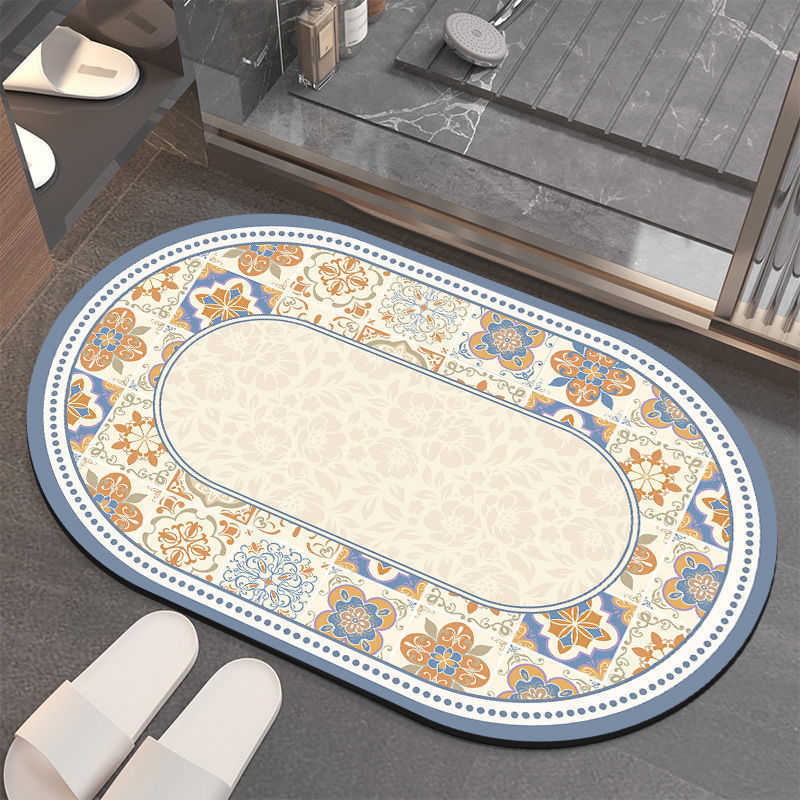 Floral-Patterned Memory Foam Bathroom Mat | High & Bury
