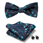 Floral Polyester Bow Tie Set with Pocket Square and Cufflinks, view 12
